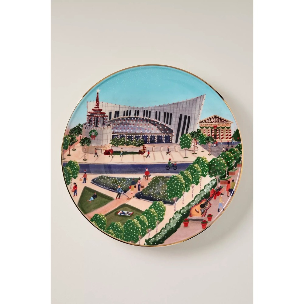 Anthropologie‎ Holiday in the City Nashville 2025 Dessert Salad Plate 8.25" NEW